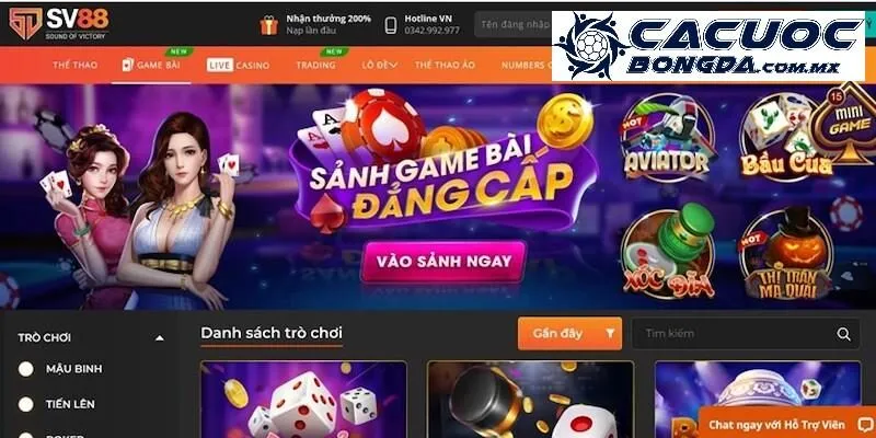 4 thể loại game cược tại nhà cái uy tín SV88